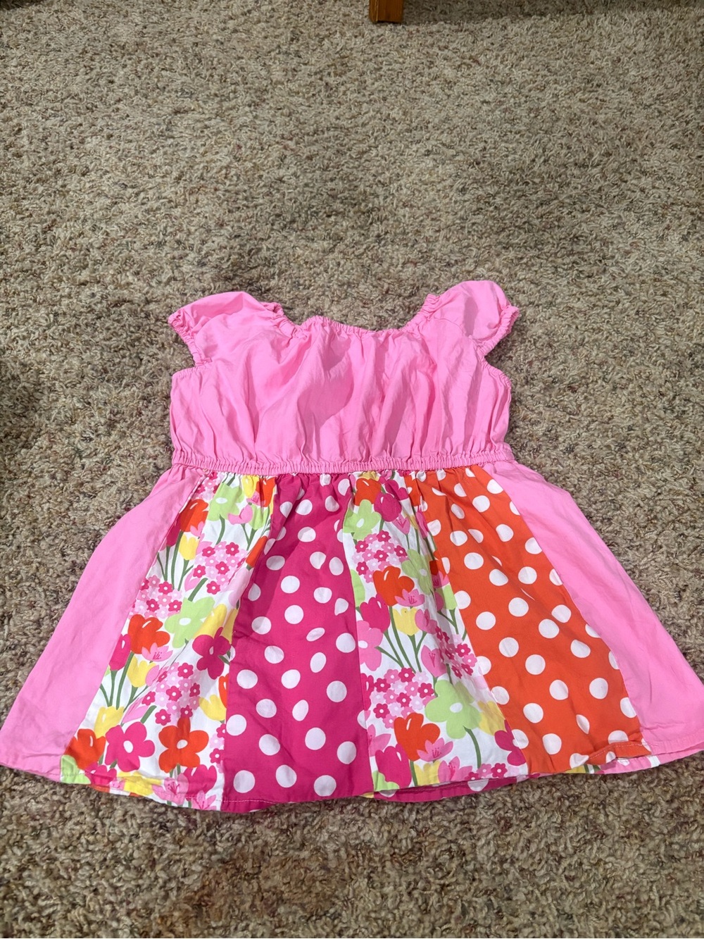 Gymboree Pink Floral & Polka Dot Panel Dress